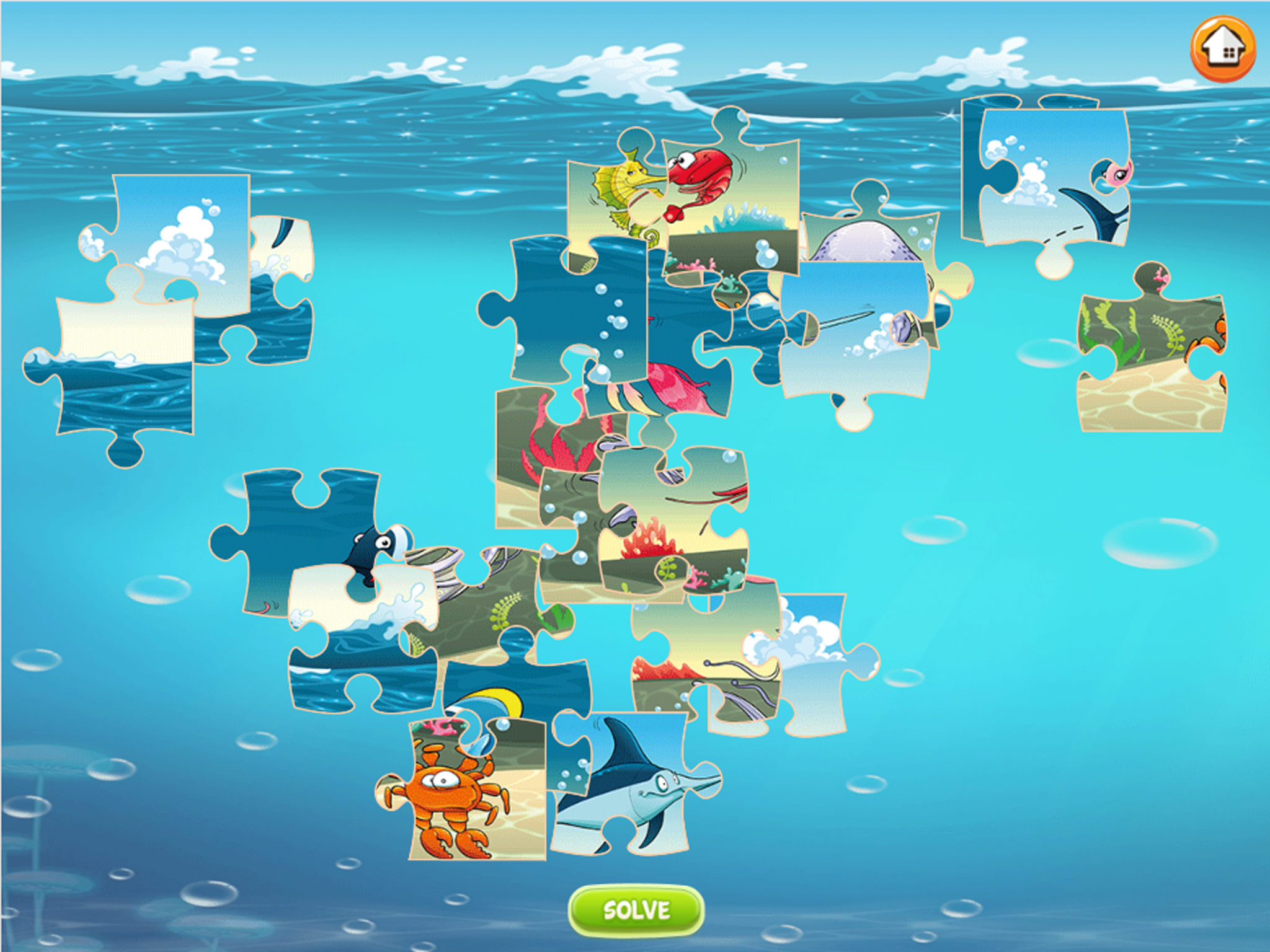 Finding Cute Fish And Sea Animal In The Cartoon Jigsaw Puzzle - Educational Solving Match Games For Kids