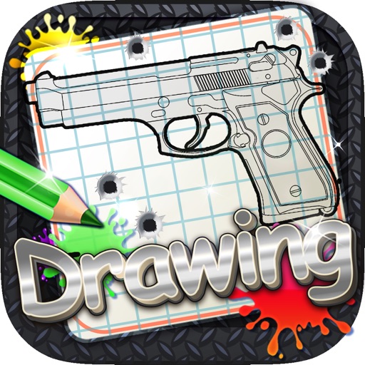 Drawing Desk Gun and Pistol : Draw and Paint  Coloring Book Edition Free