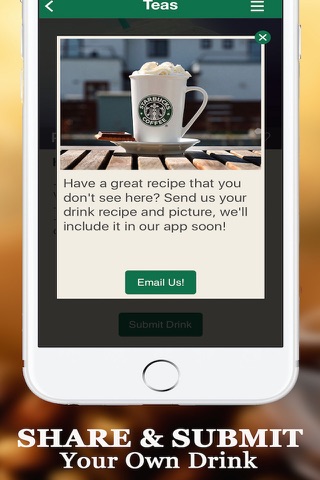 Secret Menu for Starbucks Free- Coffee, Frappuccino, Macchiato, Tea, Cold & Hot Drinks Recipes App screenshot 3