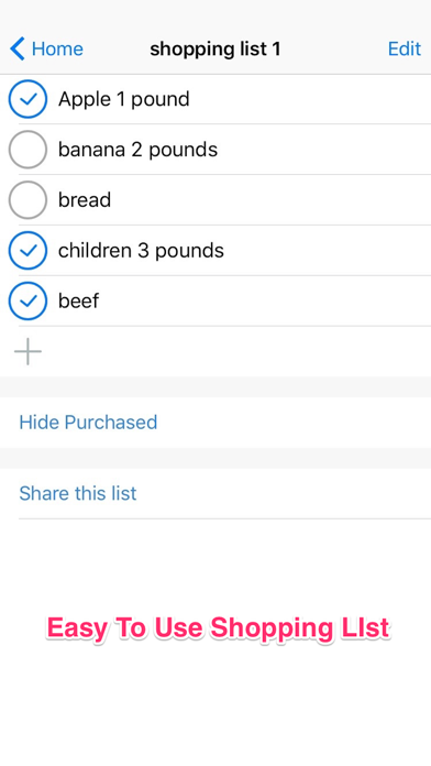 Screenshot #1 pour Shareable Grocery List - Supermarket Shoppinglist
