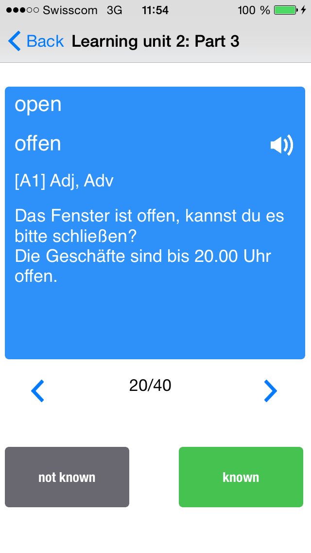 Goethe A2 Vocabulary Screenshot