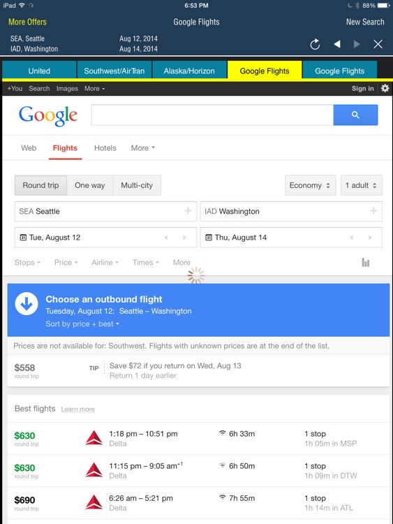 Frugal Flyer - enter once & see full offers from each airline HD