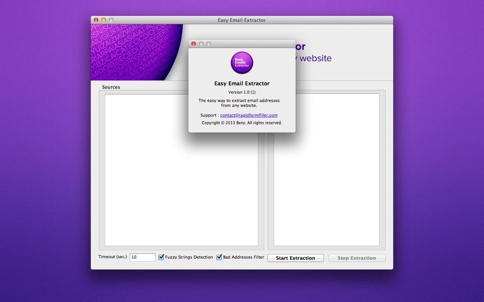 #2. Easy Email Extractor (macOS) 来自: Benjamin Lambinet