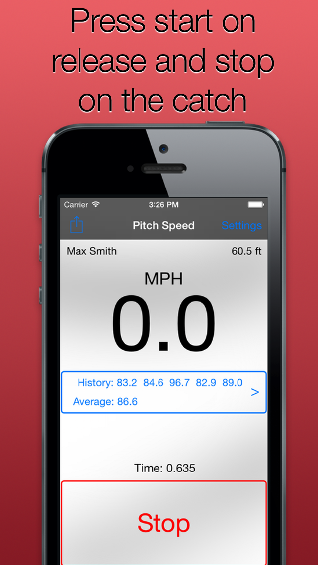 Pitch Speed for Baseball and Softball - Track How Fast like Radar Gun Screenshot
