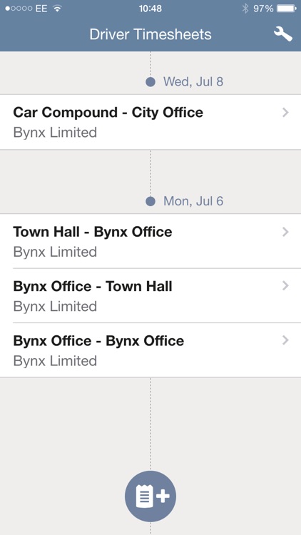 Driver mobile Time sheet - Bynx
