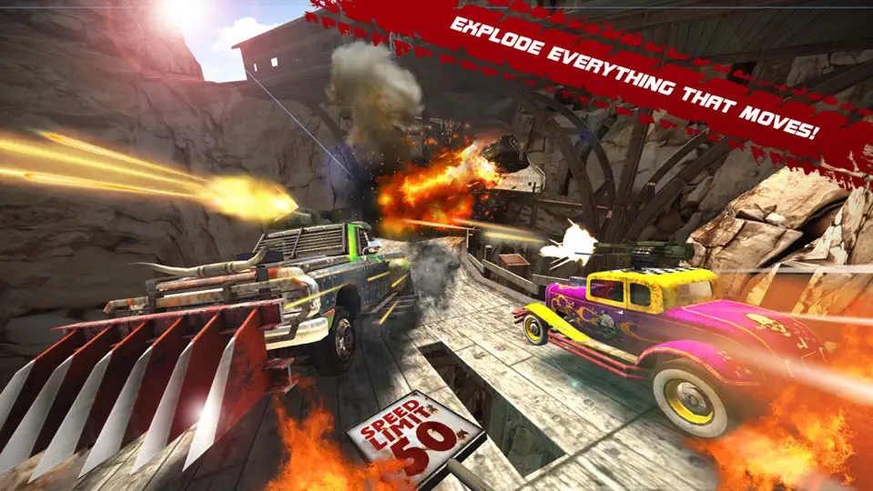 Captura de pantalla de Death Tour - Racing Action 3D Game With Awesome Hot Sport Classic Cars And Epic Guns en iPhone 2