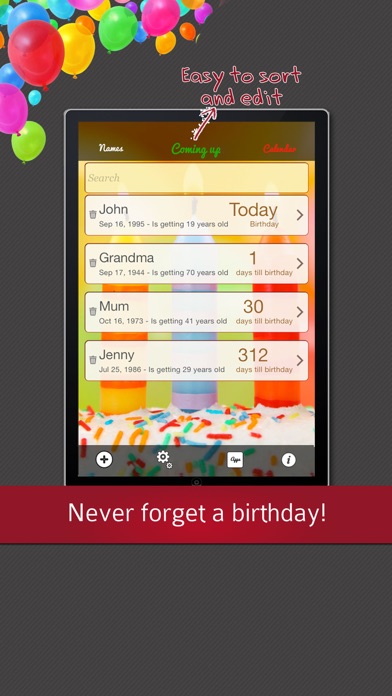 Birthday Reminder - Calendar and Countdown Screenshot