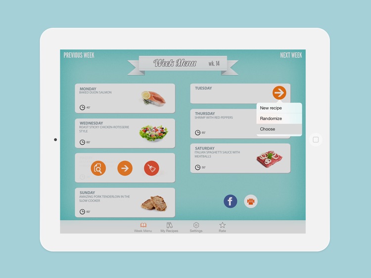 Week Menu - Plan your cooking with your personal recipe book