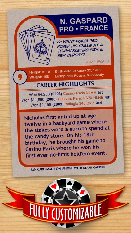 Poker Trading Card Maker - Make Your Own Custom Poker Cards with Starr Cards