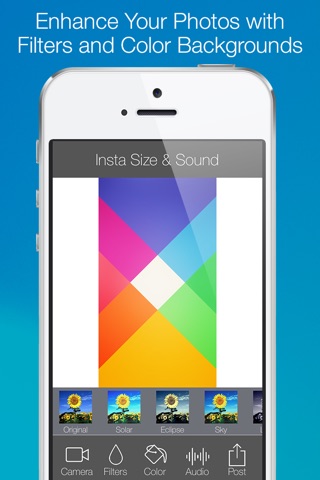 Insta ² with Music Video for Instagram - InstaSize , InstaFit and SquareSized Full Size Squaready without Cropping Camera to Post Movie & Picture Color Background with Awesome Aviary Photo Frame Editor Free screenshot 3