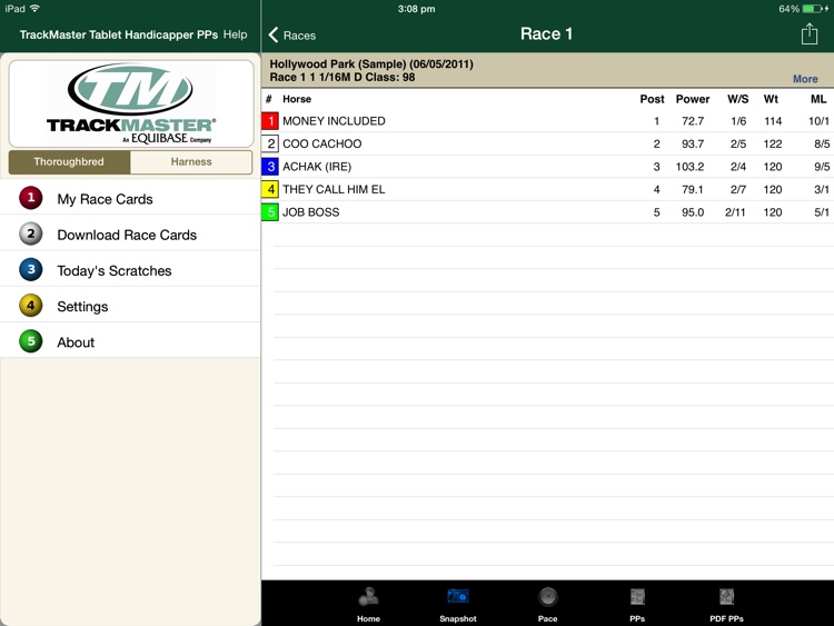 TrackMaster Tablet Handicapper PPs