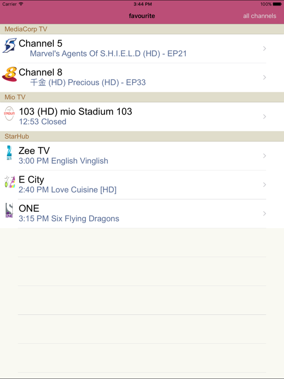 Singapore TV Guide iPad screenshot