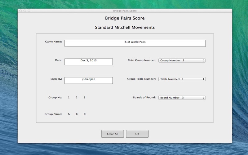 Screenshot #1 pour Bridge Pairs Score