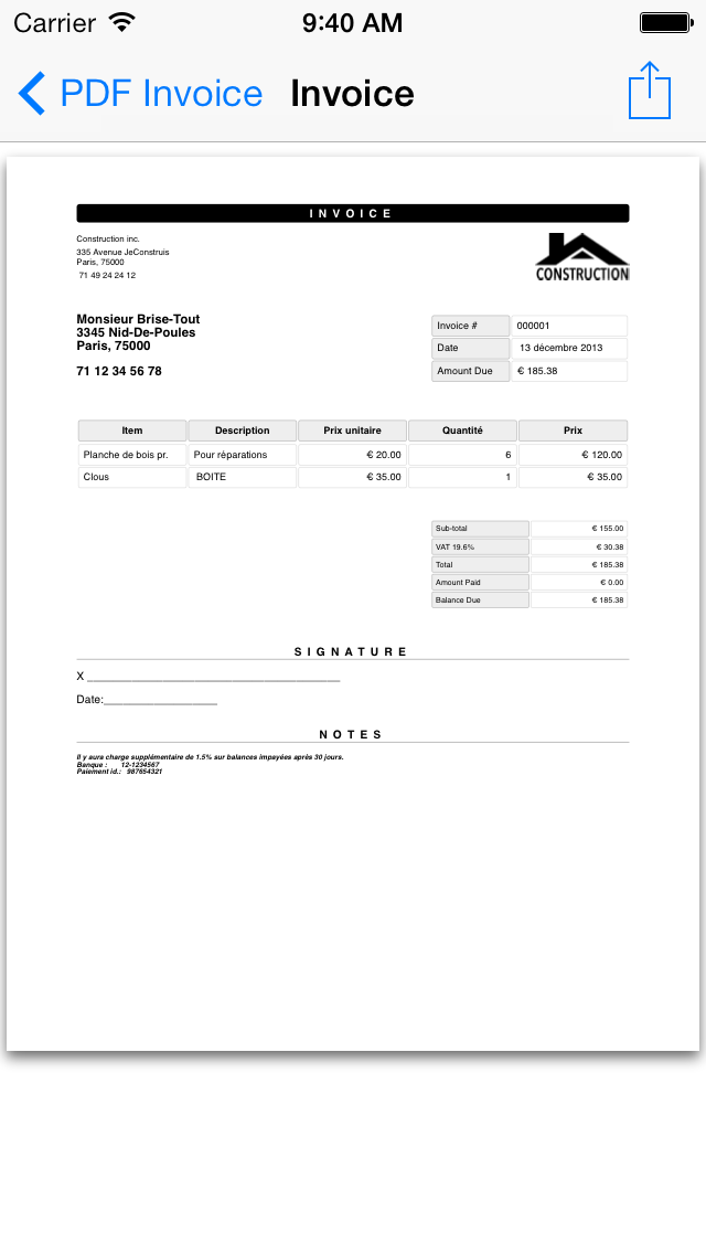 Screenshot #3 pour facture.PDF | Facturation pour professionels et travailleur autonome