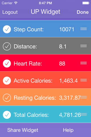 Fit Widget for Jawbone UP - Resting Heart Rate for UP3 & Higher screenshot 2