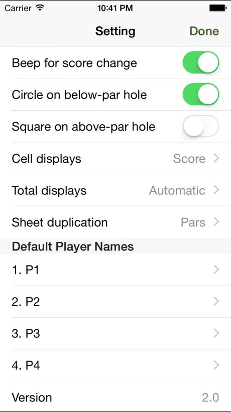 Golf Score Sheet