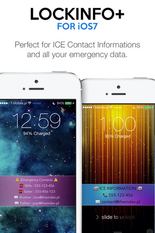 LockInfo+ for iOS7 - Custom Texts, ICE and Contact Details on LockScreen Wallpaper screenshot 4