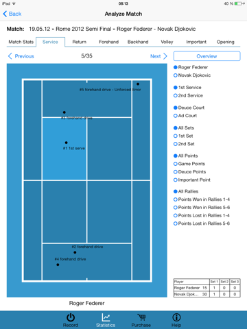 Tennis Analyzer - Scoring and analysing matches. screenshot 3