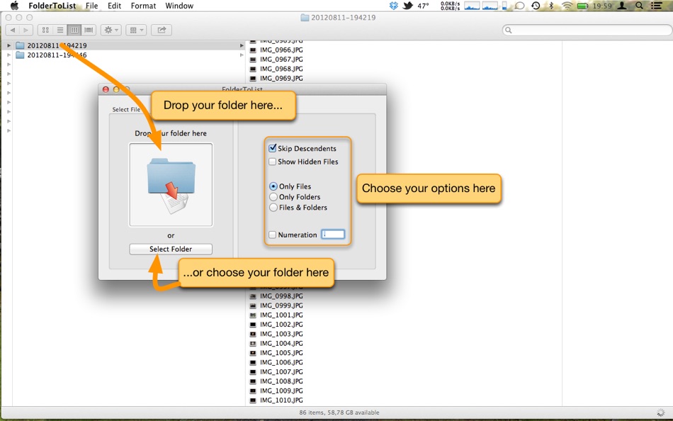 #1. FolderToList (macOS) 由: Luca Torella