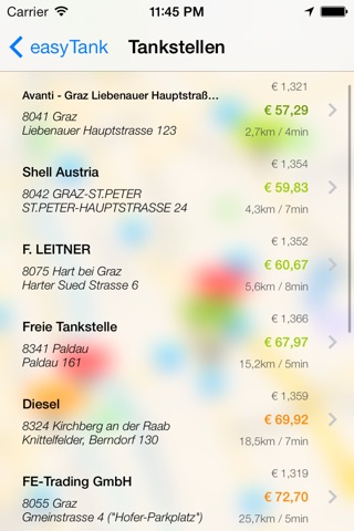 easyTank - spritpreisrechner, günstig, billig, tanken, tankstelle, spritpreis, pendler, reisekosten, österreich, sparen, benzin, diesel, geld screenshot 4