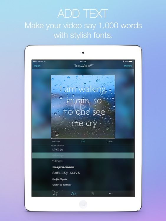 Text on Video Square - Turn Your Caption Phrase or Quote into Stylish Videos Text Designs with Background Music and Share to Instagram in Square Size