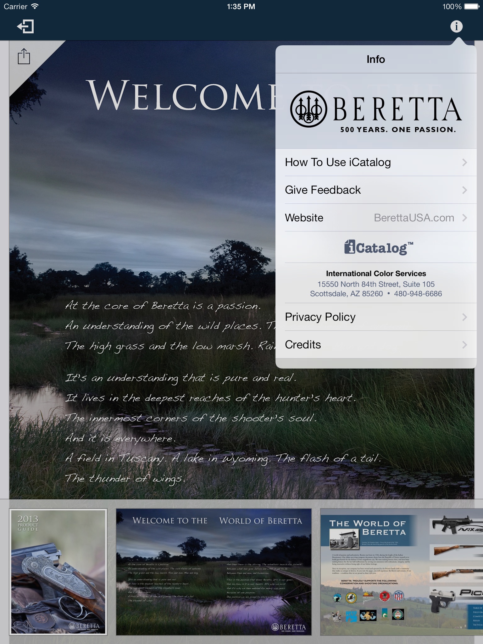 Beretta Product Guide iCatalog+ screenshot 3