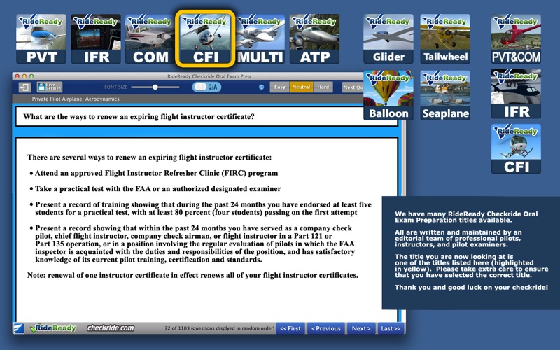 Screenshot #3 pour FAA CFI Airplane Oral Prep