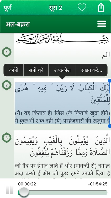 Quran Audio mp3 in Arabic and in Hindi
