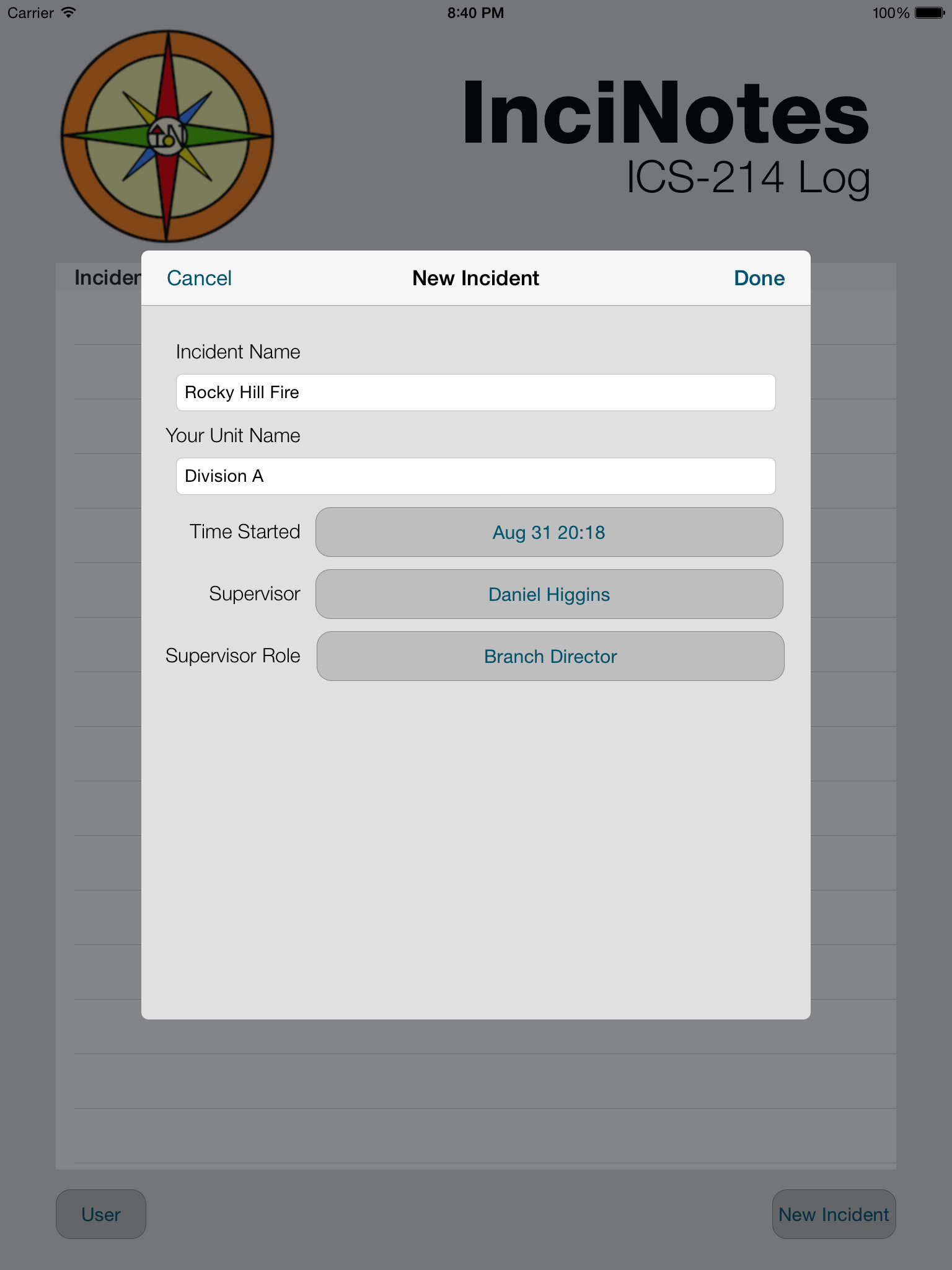 InciNotes ICS 214