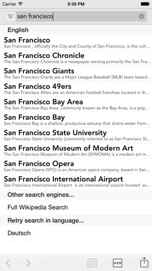 Скриншот Wikipanion на iPhone 5