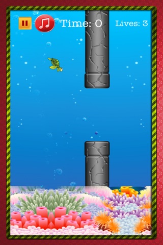 A Turtle Flap Rush - Tiny Impossible Blue Flappy Game screenshot 3