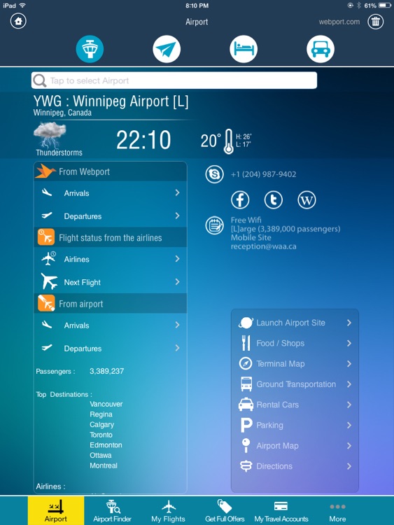Winnipeg Airport HD + Flight Tracker Premium air YWG Canada