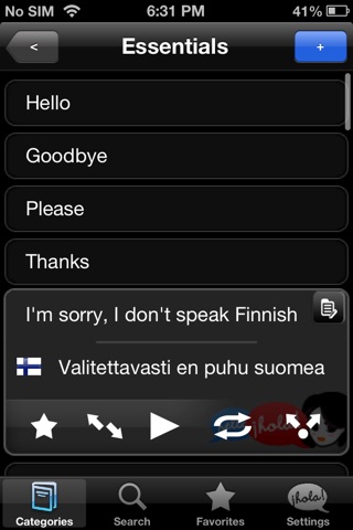 Lingopal Finnish LITE - talking phrasebook screenshot 2