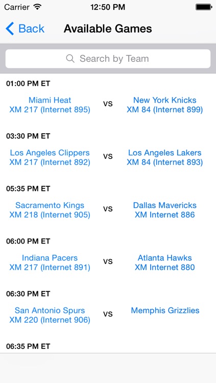 Satellite Sports Guide for Sirius XM