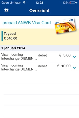 ANWB prepaid Card App screenshot 3