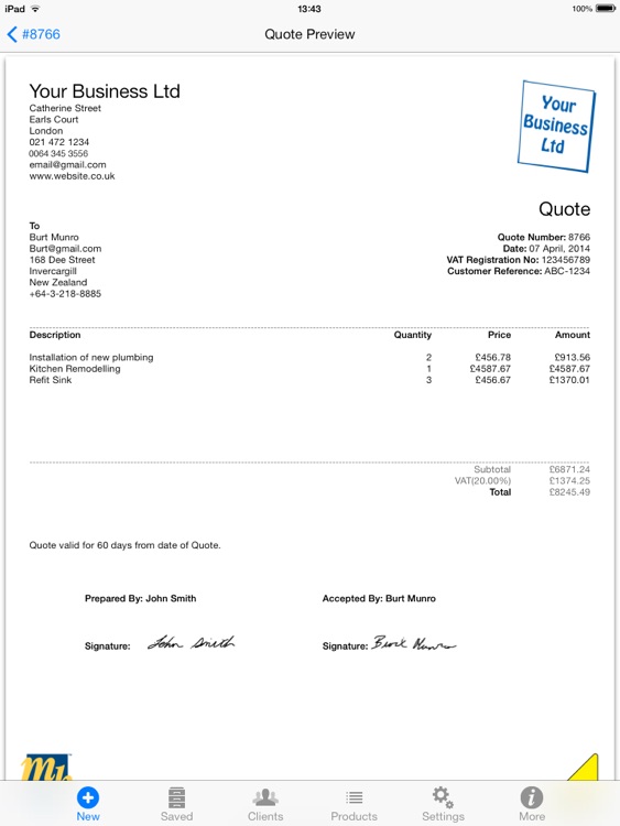 Easy Mobile Quotes + Invoicing App For iPad screenshot-0