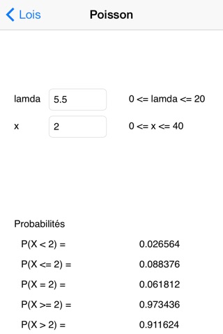 Probabilities screenshot 2