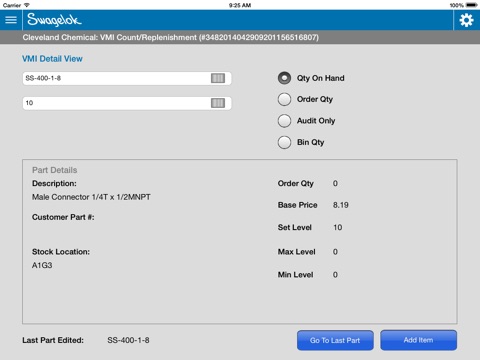 Swagelok® m-IMS screenshot 2