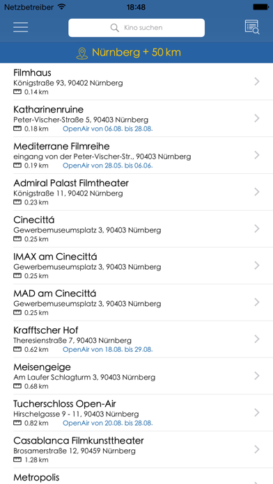 Screenshot #1 pour AbInsKino - Kinoprogramm für Deutschland, Österreich und die Schweiz