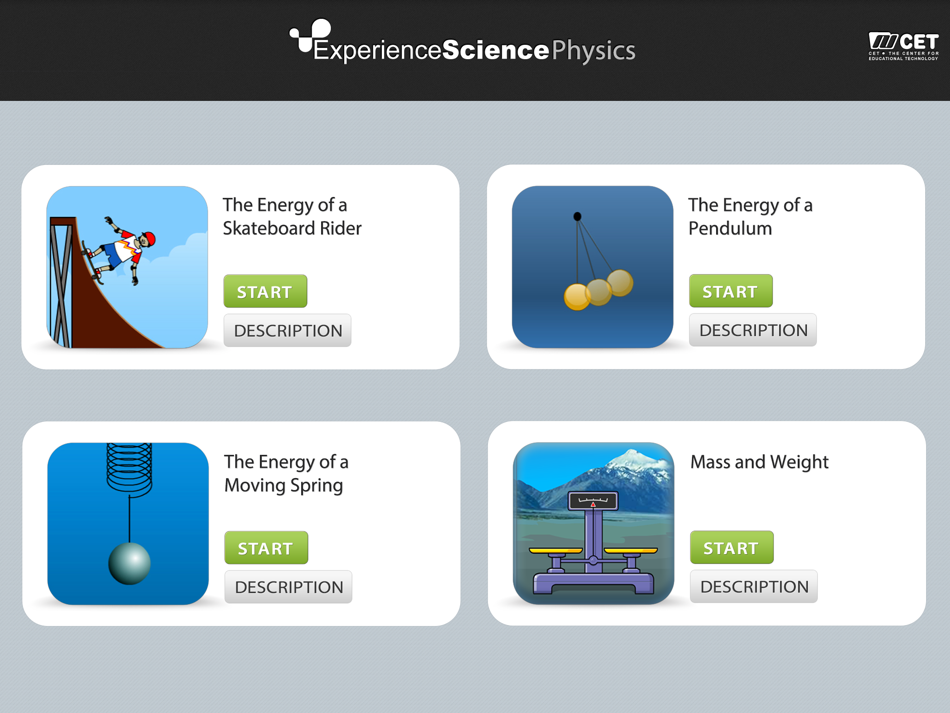 #1. Experience Physics (iOS) Podle: C.E.T - THE CENTER FOR EDUCATIONAL TECHNOLOGY