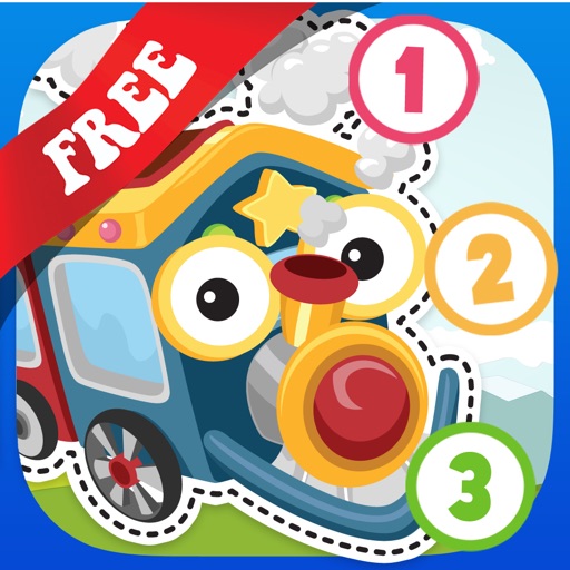 Free Kids Puzzle Teach me Tracing & Counting with Trains: Practise by drawing railroad tracks, train stations and lots more icon