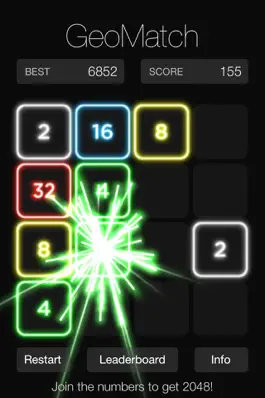 Game screenshot GeoMatch - 2048 experience with glowing neon particle explosions mod apk