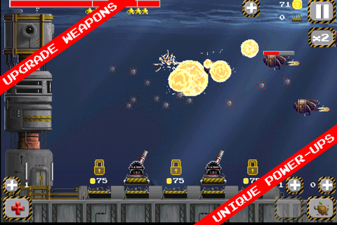 Ships and Rockets Free - Retro Pixel Art TD Arcade Underwater Shooting Game screenshot 2