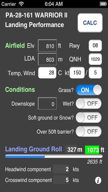 PA-28-161 Landing Distance Calculator