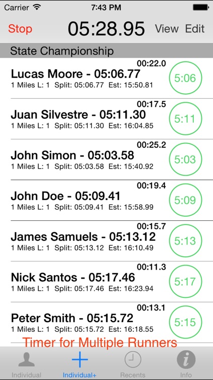 StopWatch for Cross Country & Road Races