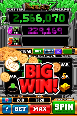 An Emerald 7 Live Jackpot Slot Machine screenshot 2