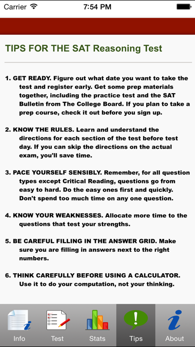 Screenshot #1 pour SAT Reasoning Tests