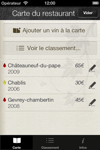 Carte des vins screenshot 2