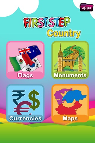 First Step Country : Fun and Learning General Knowledge Geography game for kids to discover about world Flags, Maps, Monuments and Currencies.のおすすめ画像1