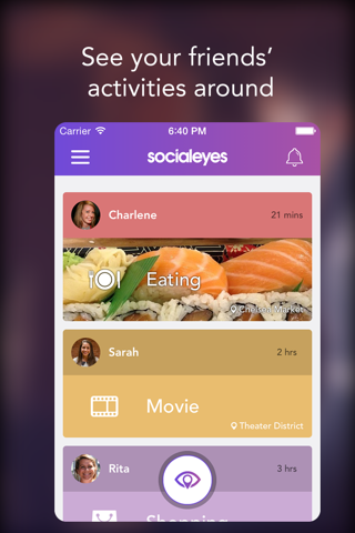 Socialeyes - Meet Up With Friends Without Hassle | Easily share your plan and spontaneously hangout with friends nearby over an activity screenshot 2